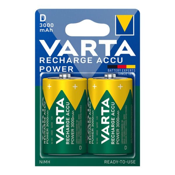 PILHAS VARTA RECARREGÁVEL ACCU POWER D - LR20 3000mA (BLÍSTER 2 UN) Ø34,2X61,5mm