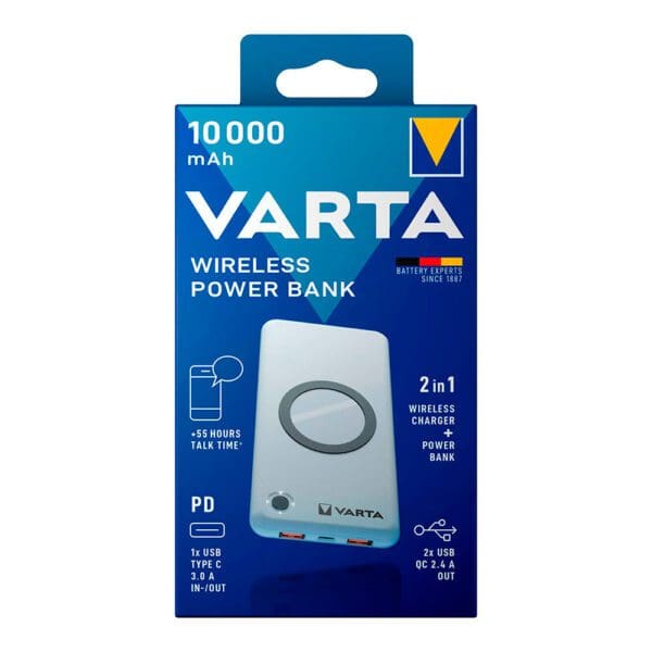 WIRELESS POWER BANK 10.000mA VARTA 100/240V