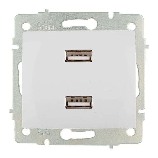 CARREGADOR DUPLO USB 230V 5V 4200mA BRANCO DE ENCASTRAR ERP2USB S.EUROPA SOLERA ERP2USB