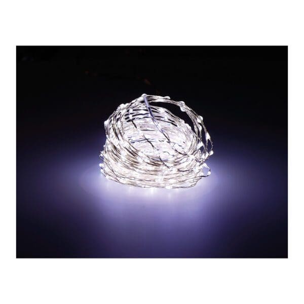 GRINALDA MICRO LED EXTRA DENSE LUZ FRIA INTERMITENTE 14m 567L CABO PRATEADO