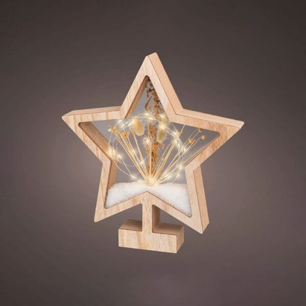 ESTRELA DE MADEIRA COM MICRO LEDS 4X26X28cm 25 LEDS