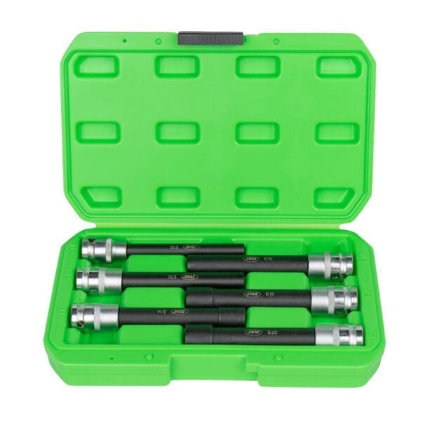 CONJUNTO DE 6 CHAVES DE CAIXA 1/2" TORX TIPO E EXTRA LONGAS ZINCADAS