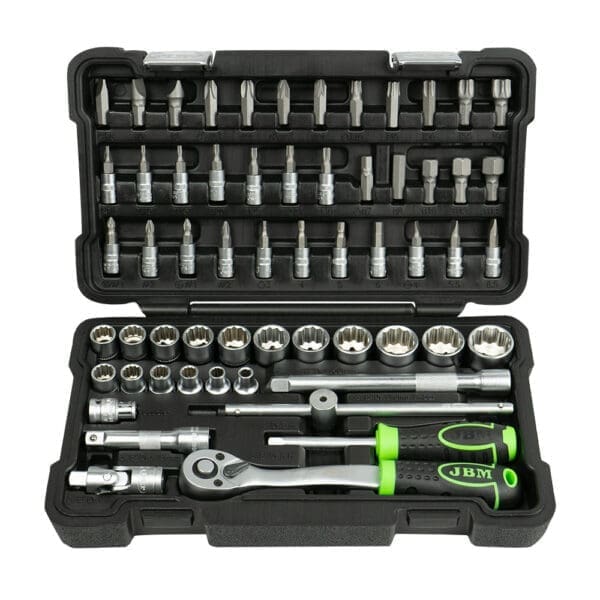 KIT DE FERRAMENTAS DE 59 PEÇAS DE 3/8" COM CHAVES DE 12 PONTAS ZINCADAS