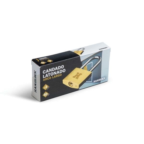 CADEADO LATONADO HANDLOCK COM ARCO LONGO 20MM - Image 2